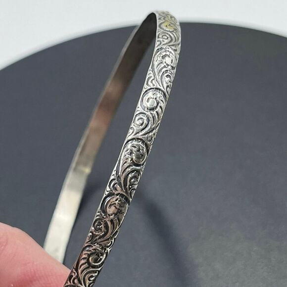 WOMENS ESTATE DECO BEAU STERLING SILVER BANGLE‎ BRACELET 7.5" 9.6 GRAMS ORNATE - Picture 7 of 8